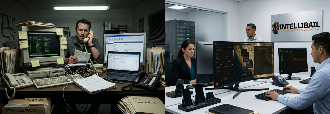 Bail bond agency operator using an integrated operational platform on a computer in 2026
